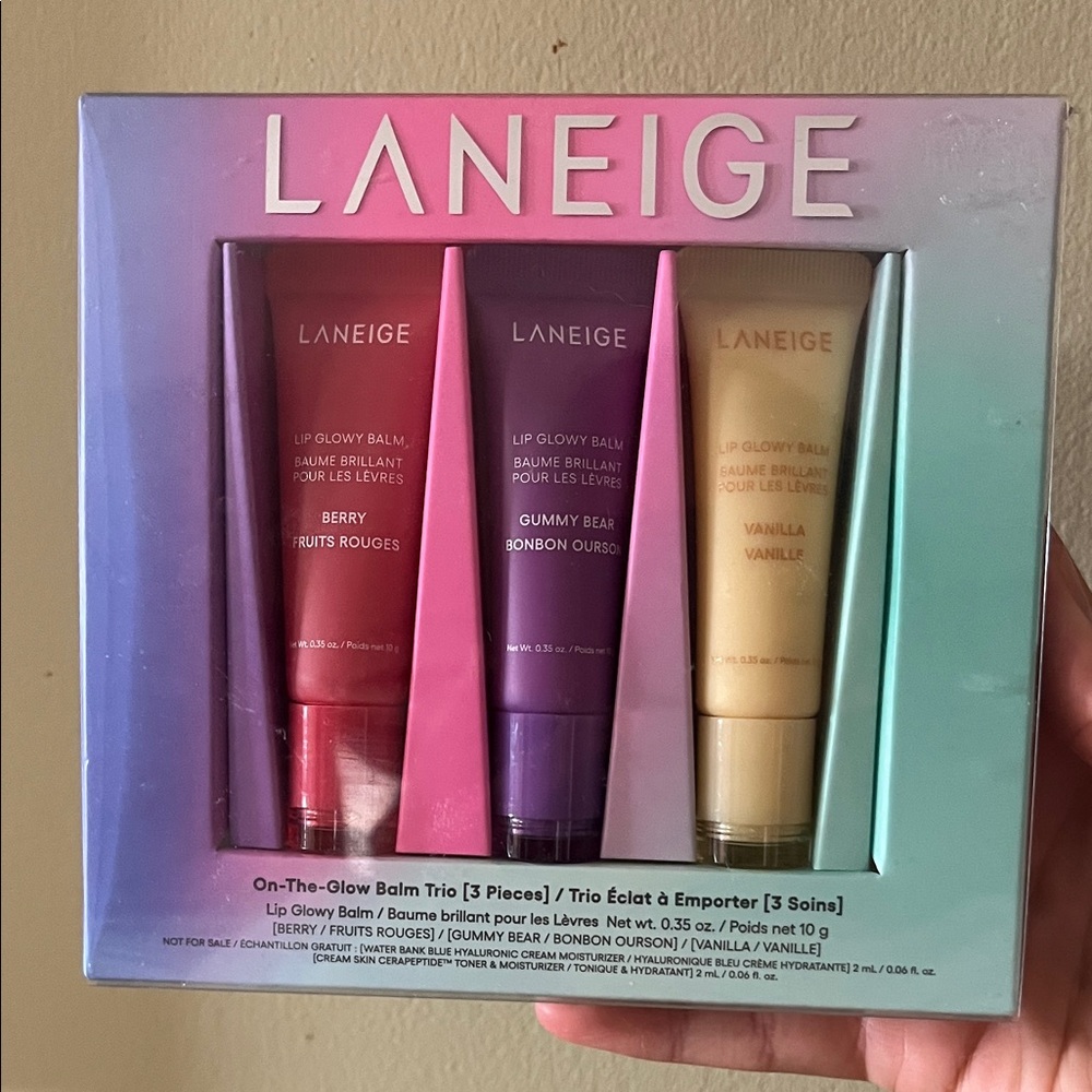LANEIGE Lip Glowy Balm Set - Berry, Purple, Cream